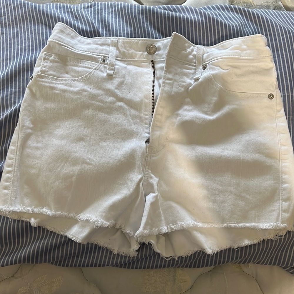 Abercrombie White Denim High Rise Shorts
